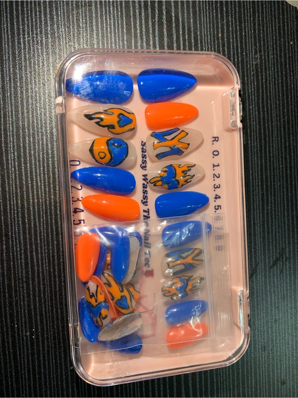Blue & Orange Flame Knicks theme Press-On Nail Set